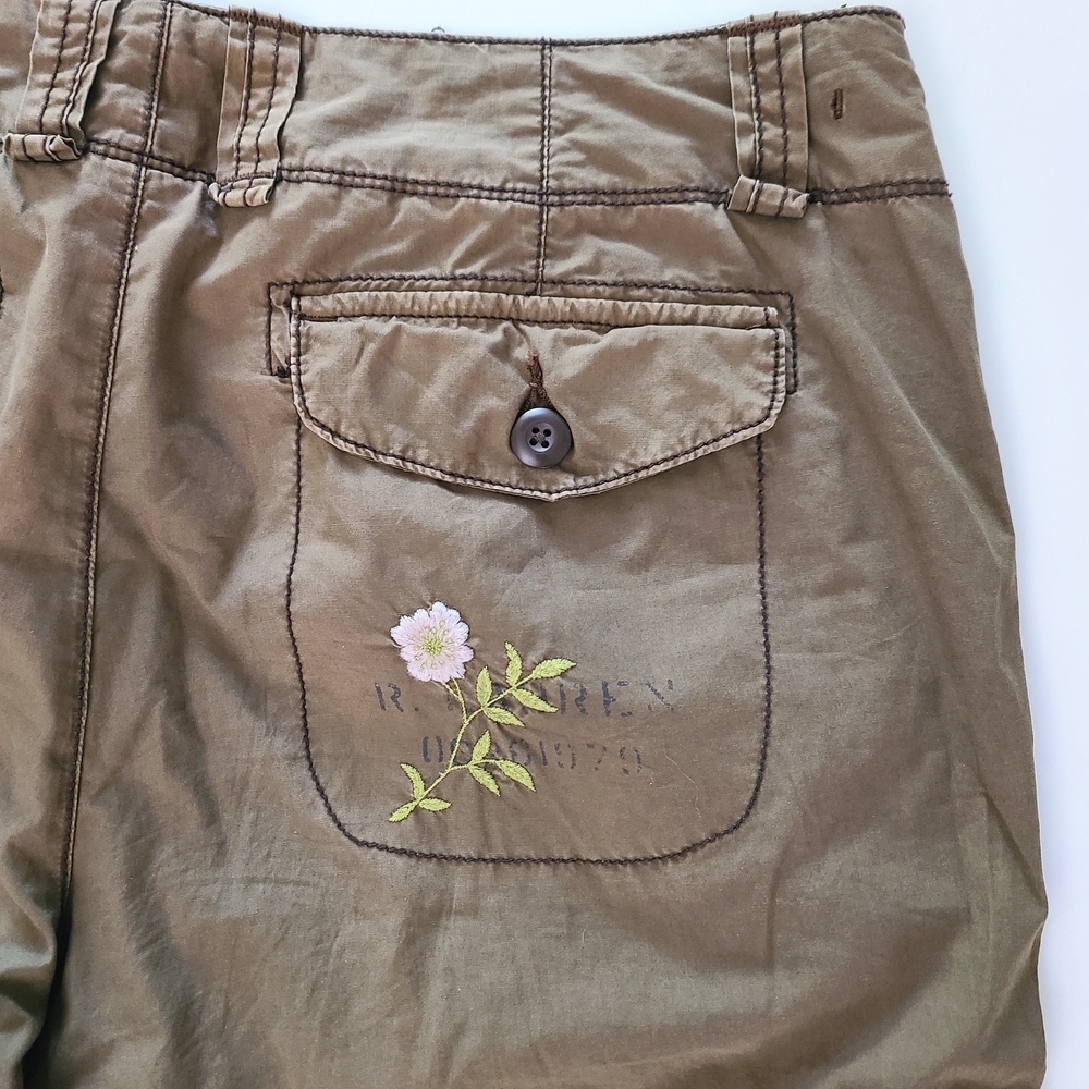 Y2K Ralph Lauren Olive Green Floral Cargo Pants - Picture 4 of 9